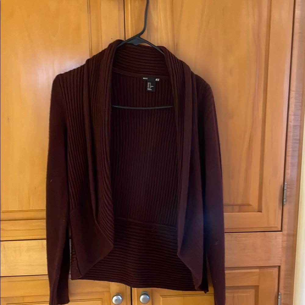 H&M Brown Cardigan Sweater with Shawl Collar
